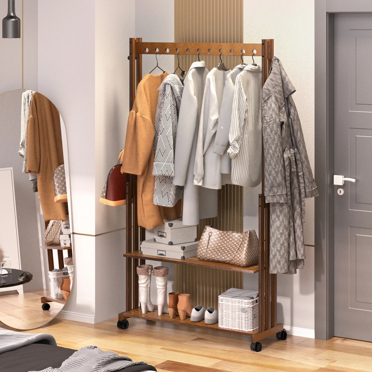 meuble porte manteau en bois