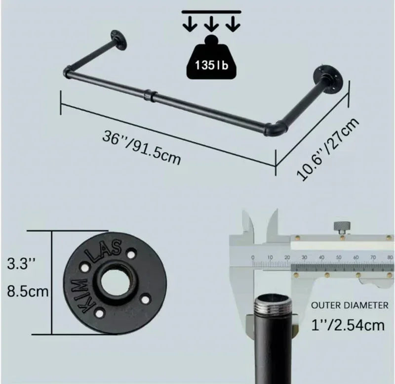 barre porte manteau mural  4 brides