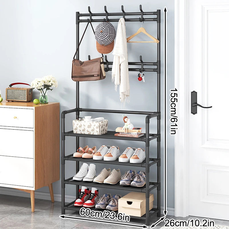 meuble à chaussures et porte manteau noir