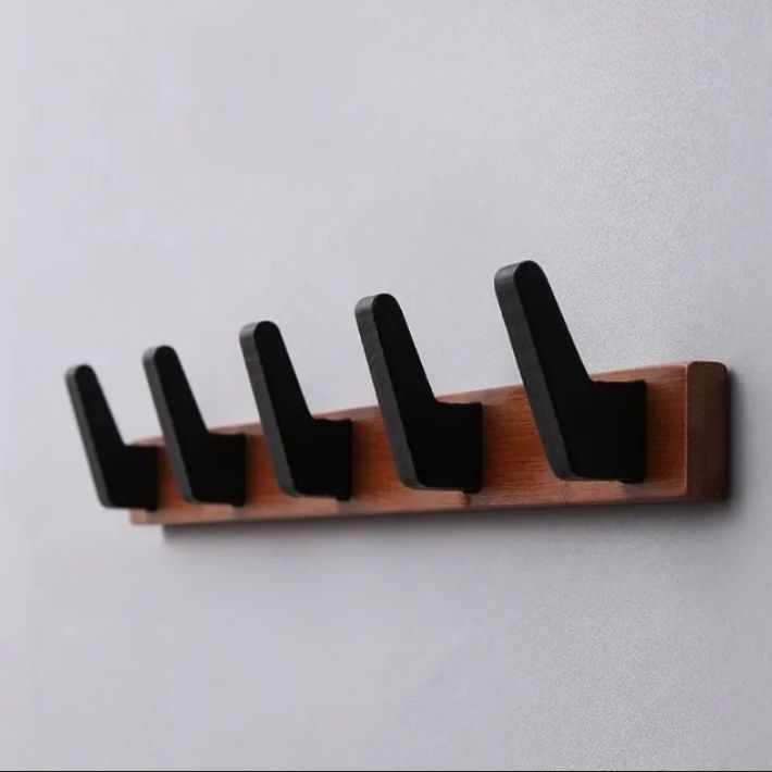 patere bois scandinave rétro 5 crochets