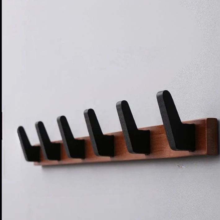 patere bois scandinave rétro 6 crochets