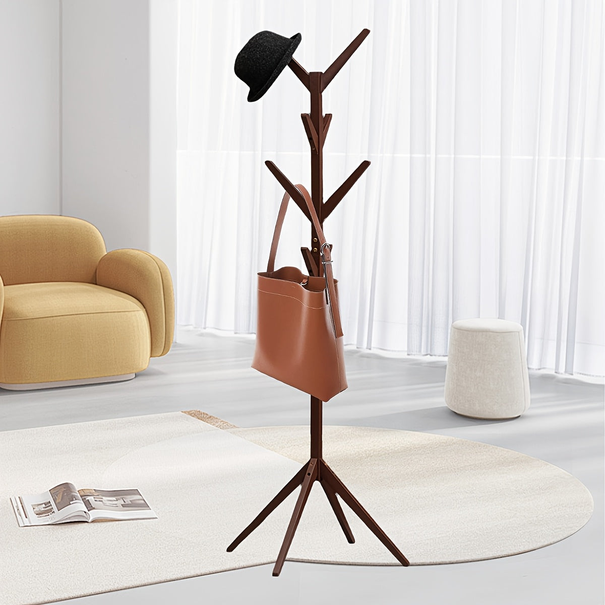 porte manteau arbre en bois brun