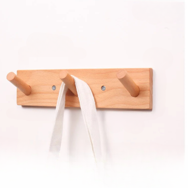 porte manteau mural bois scandinave 3 crochets