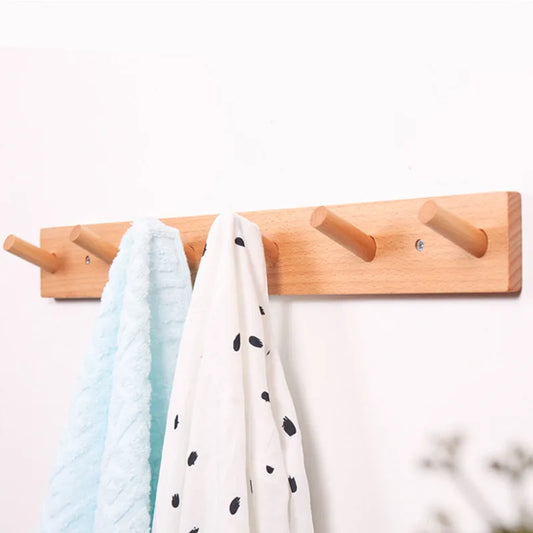 porte manteau mural bois scandinave 5 crochets