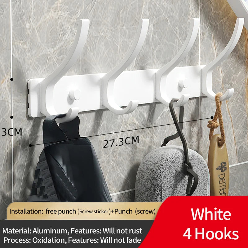 porte manteau mural en aluminium blanc 4 crochets