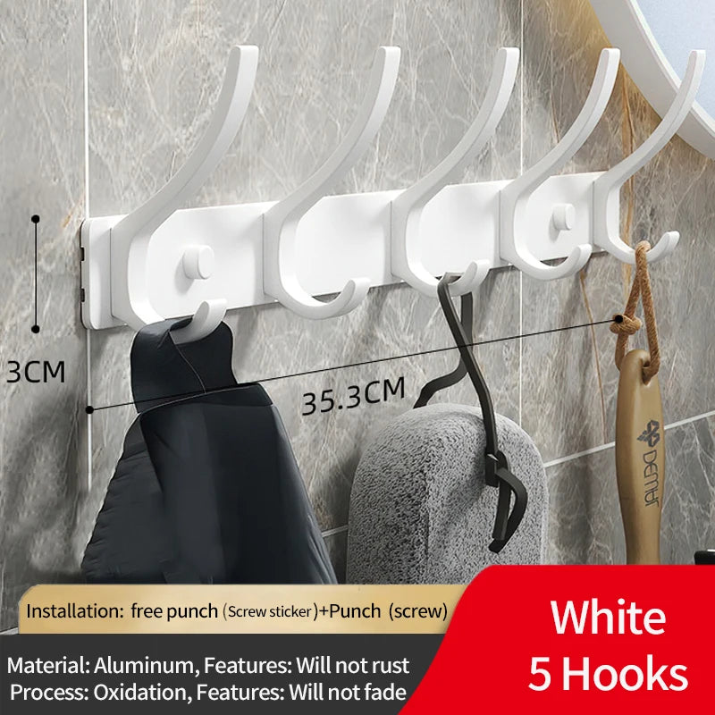 porte manteau mural en aluminium blanc 5 crochets