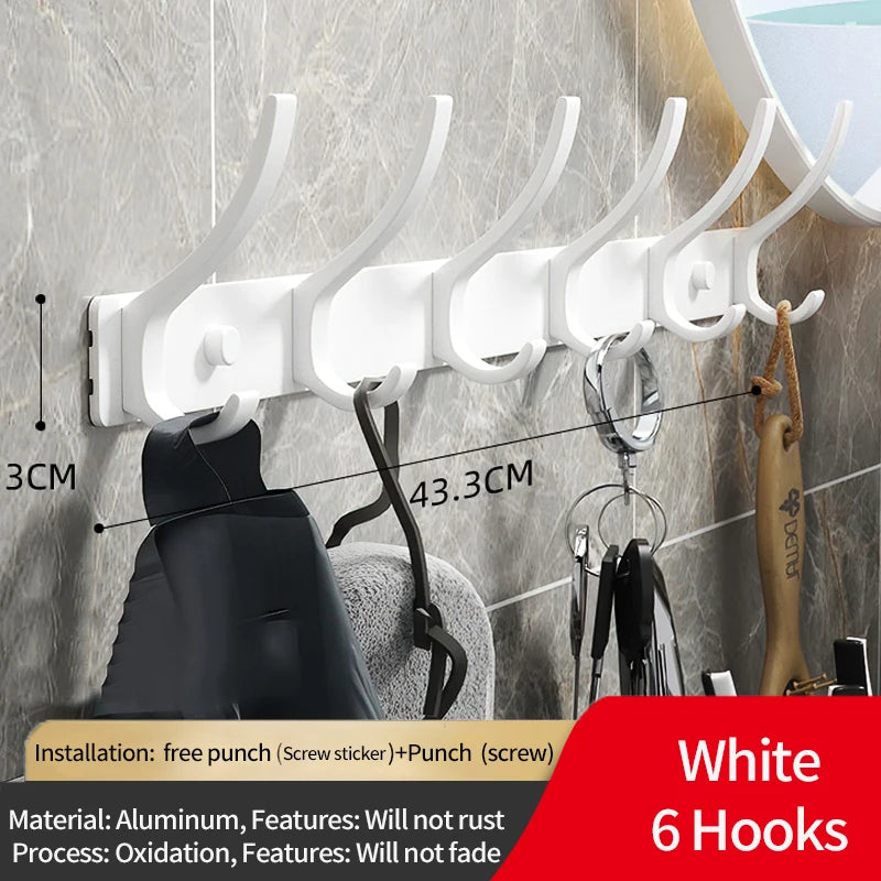 porte manteau mural en aluminium blanc 6 crochets