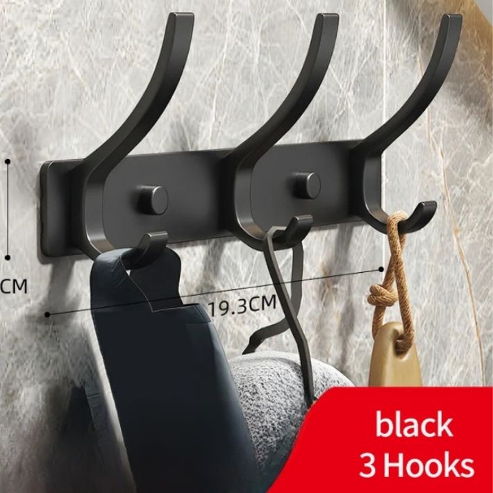 porte manteau mural en aluminium noir 3 crochets