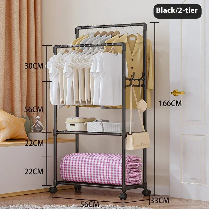 porte manteau portant vestiaire noir 2 couches