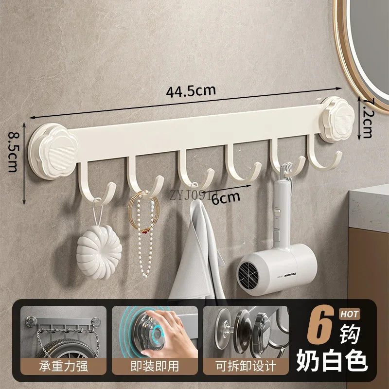 porte manteau à ventouse blanc 6 crochets