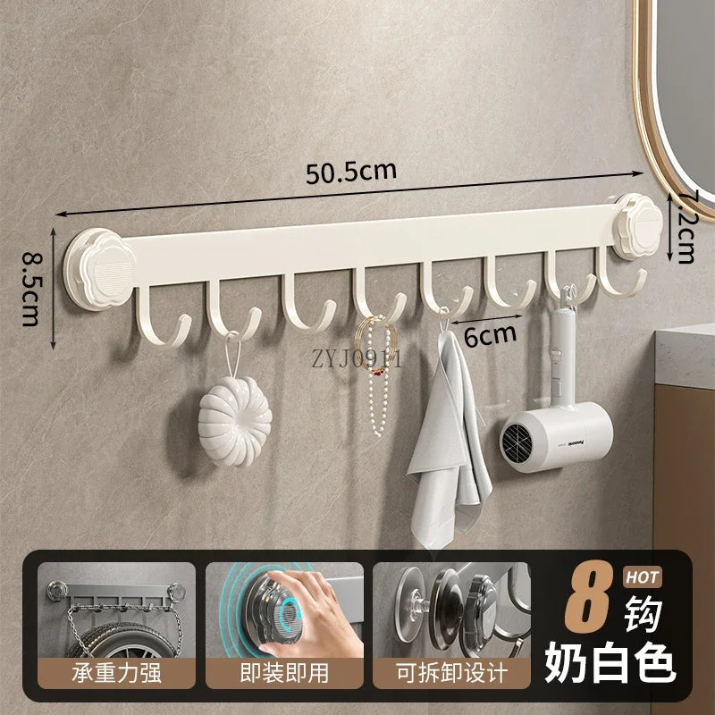 porte manteau à ventouse blanc 8 crochets