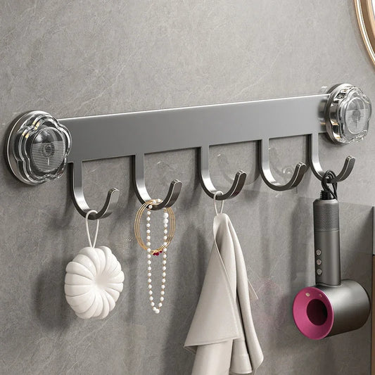 porte manteau à ventouse gris  5 crochets