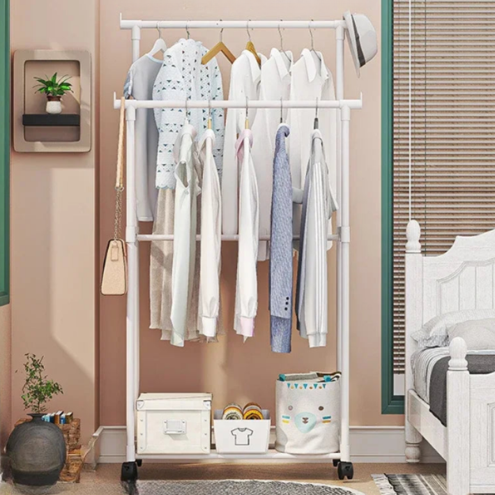 rail porte manteau blanc deux barres