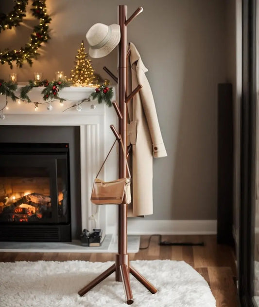 porte manteau en bois sur pied chocolat