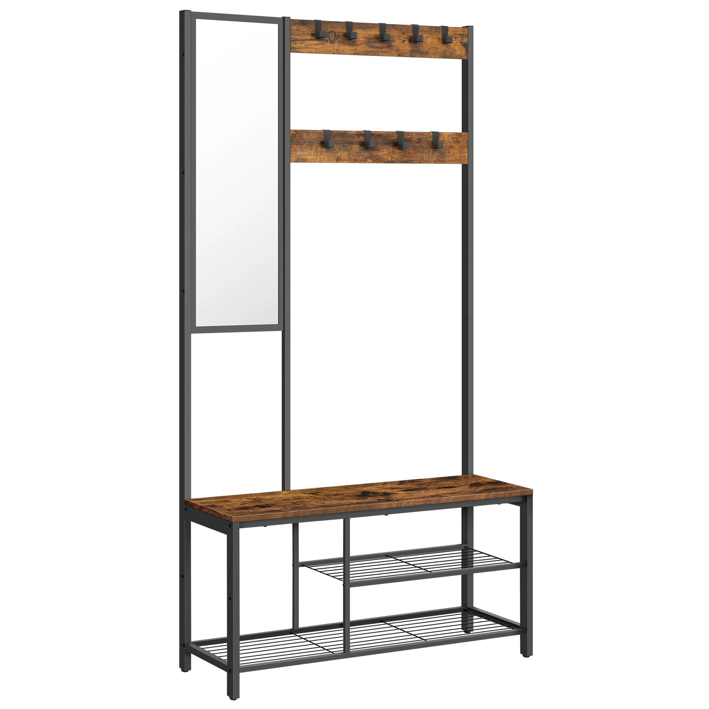 meuble d'entrée avec miroir et porte manteau