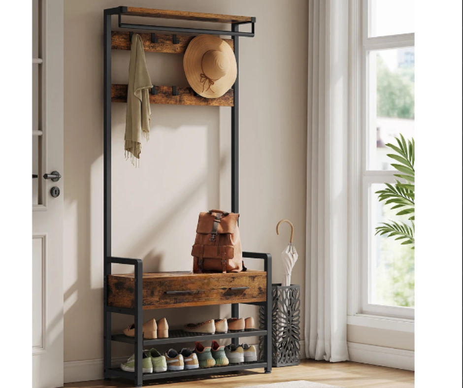 banc d'entrée avec porte-manteau