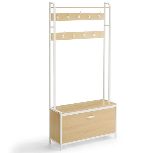 meuble chaussure avec banc et porte manteau naturel