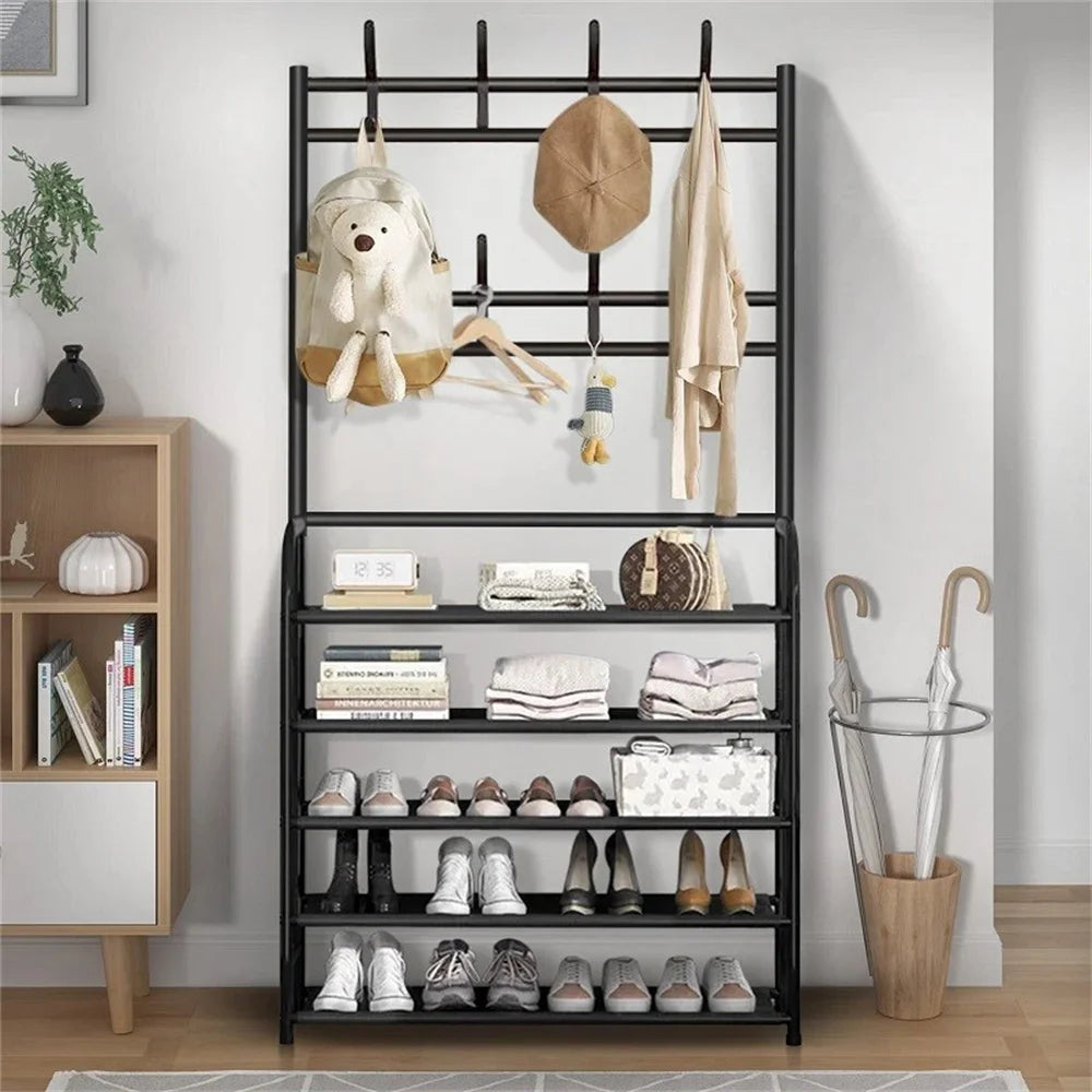 meuble chaussure avec porte manteau noir