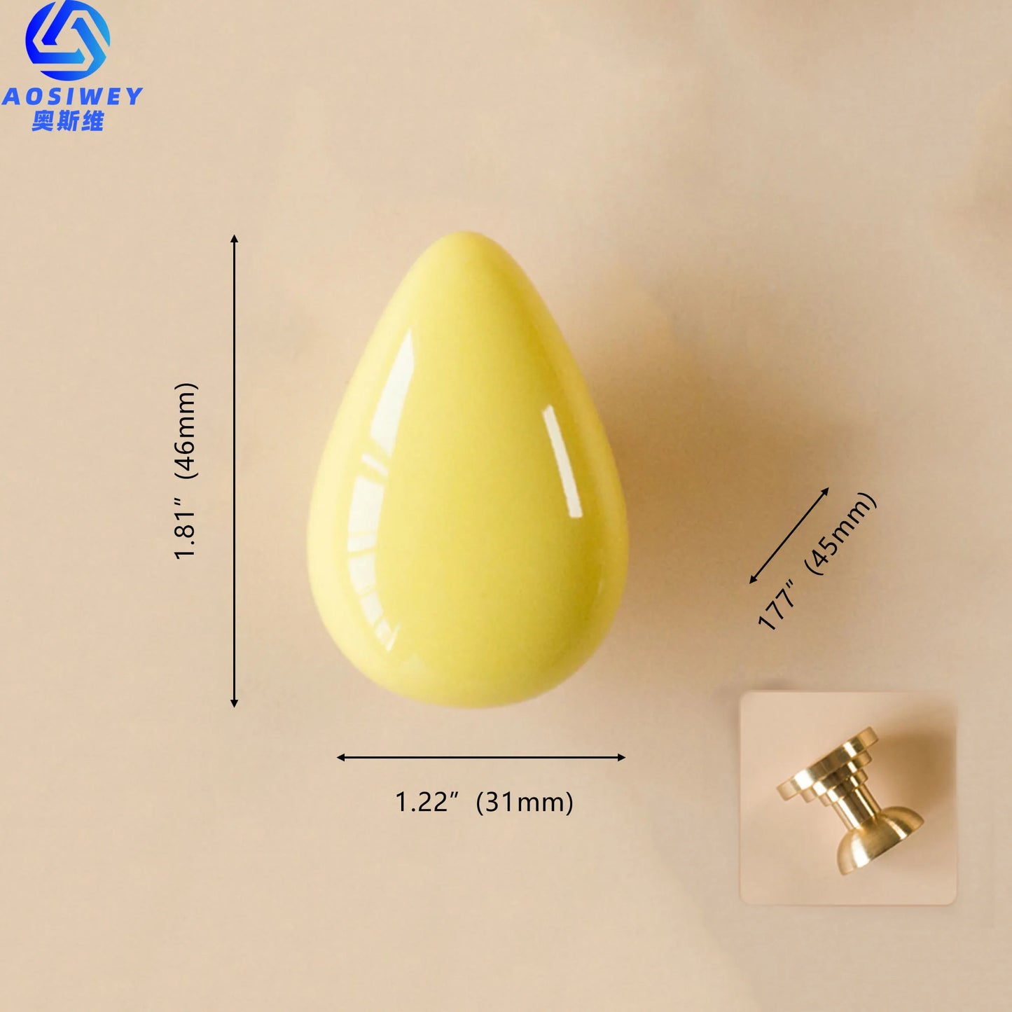 patère en céramique jaune