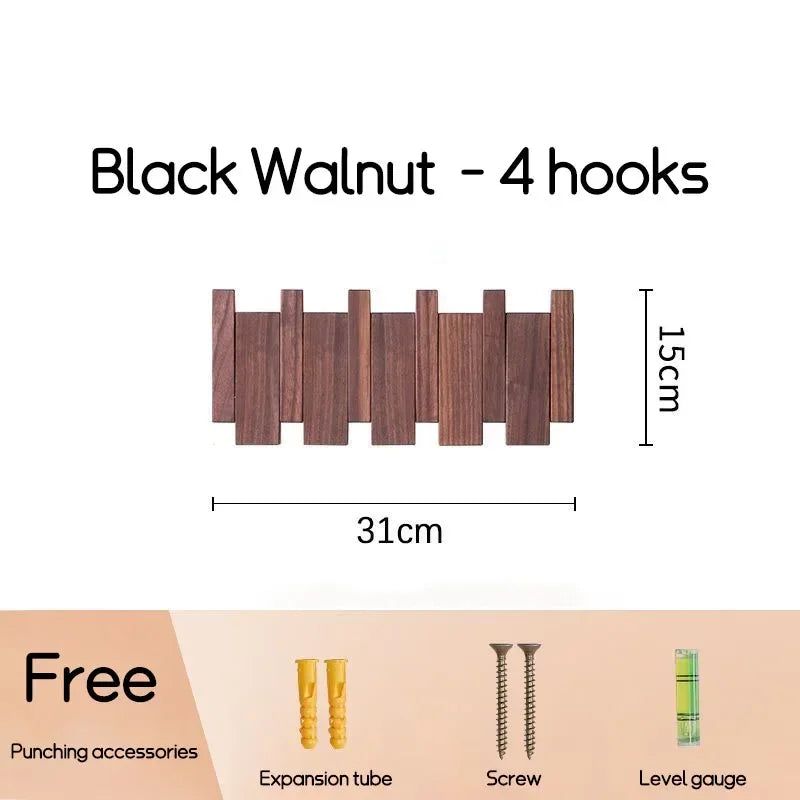 patere porte manteau bois noyer noie 4 crochets