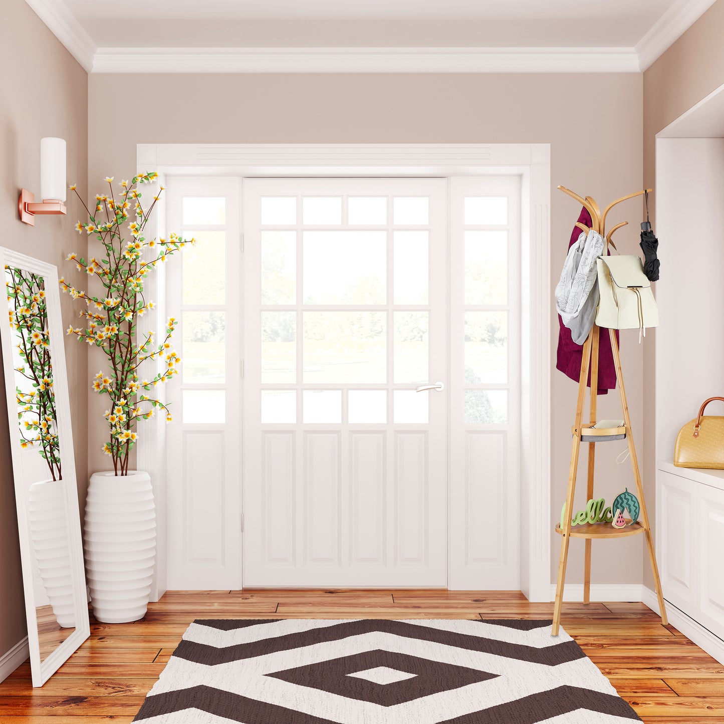 porte manteau design bois dans entrée