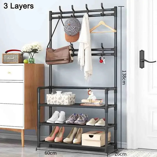 porte manteau meuble chaussure noir 3 couches