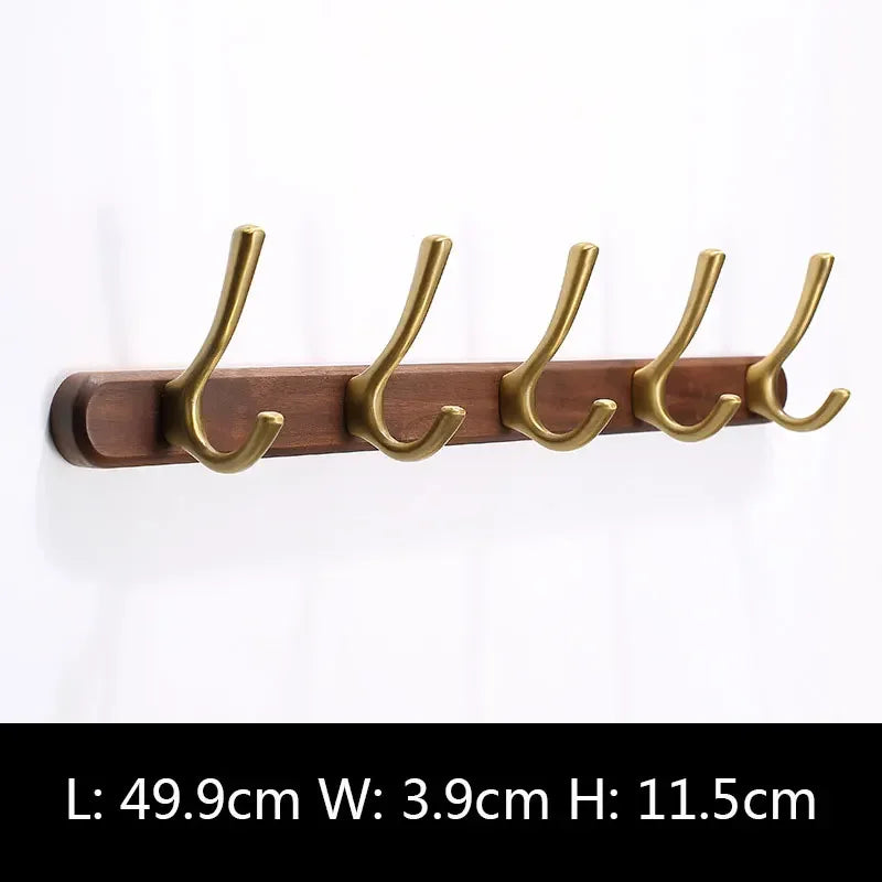 porte manteau mural ancien bois clair 5 crochets