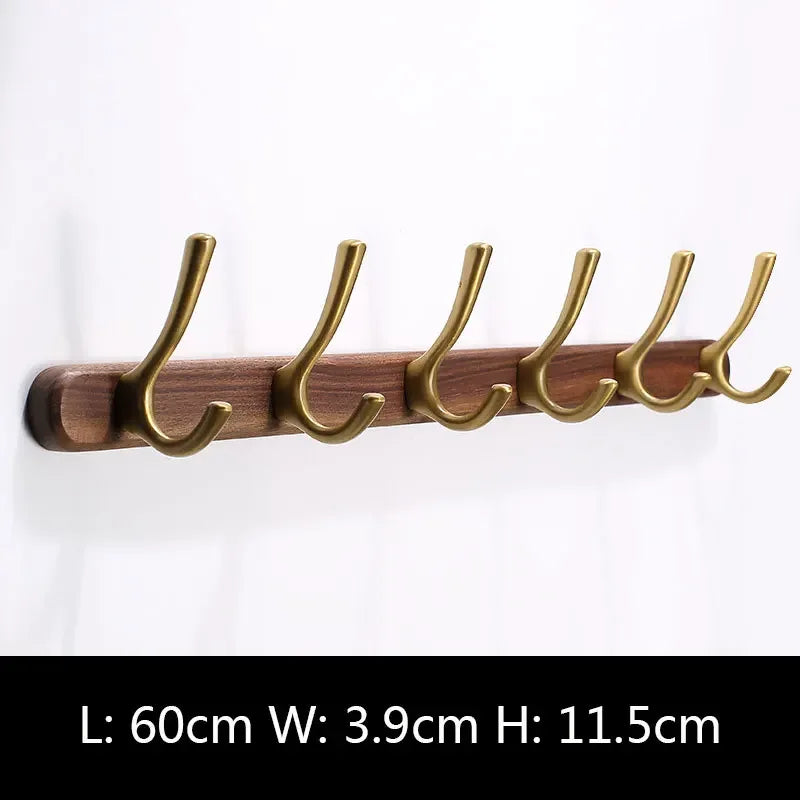 porte manteau mural ancien bois clair 6 crochets