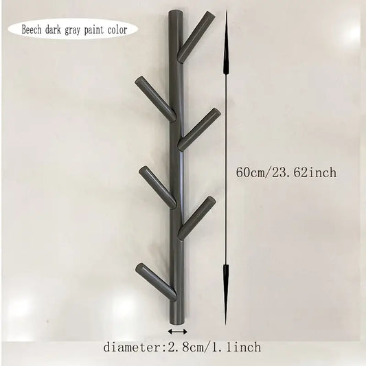 porte manteau mural arbre gris peint