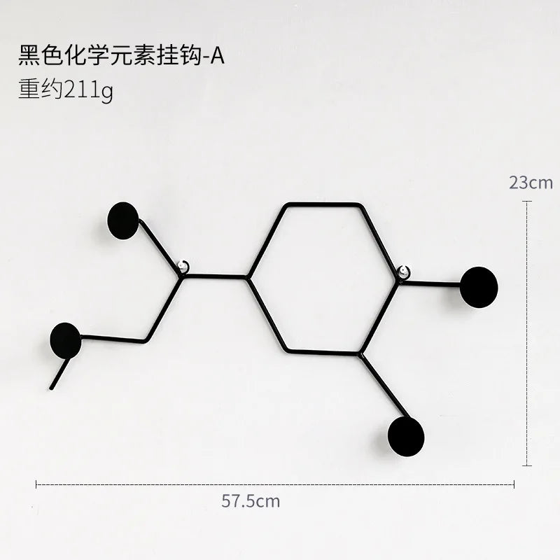 porte manteau mural design noir hexagonale grand modèle
