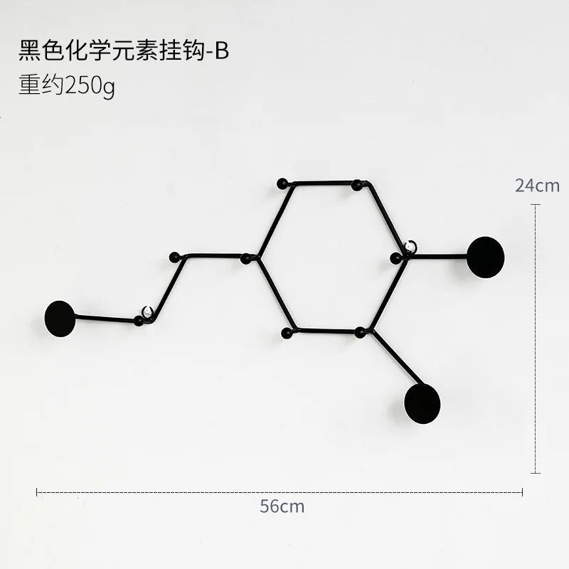 porte manteau mural design noir hexagonale petit modèle