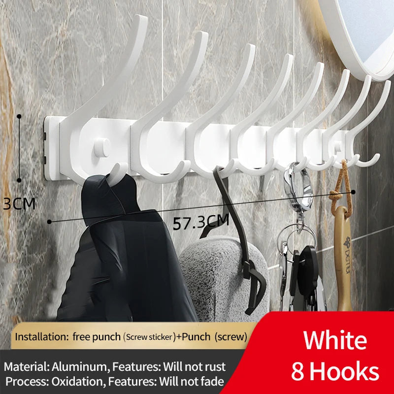 porte manteau mural en aluminium blanc 8 crochets