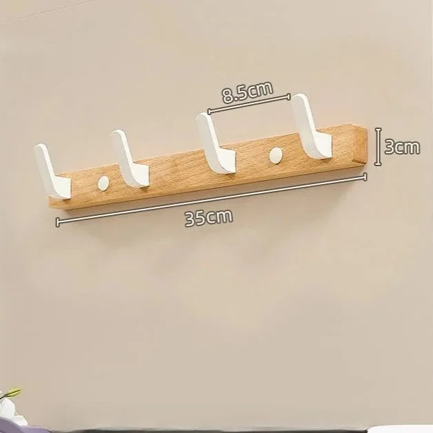 porte manteau mural en bois blanc 4 crochets