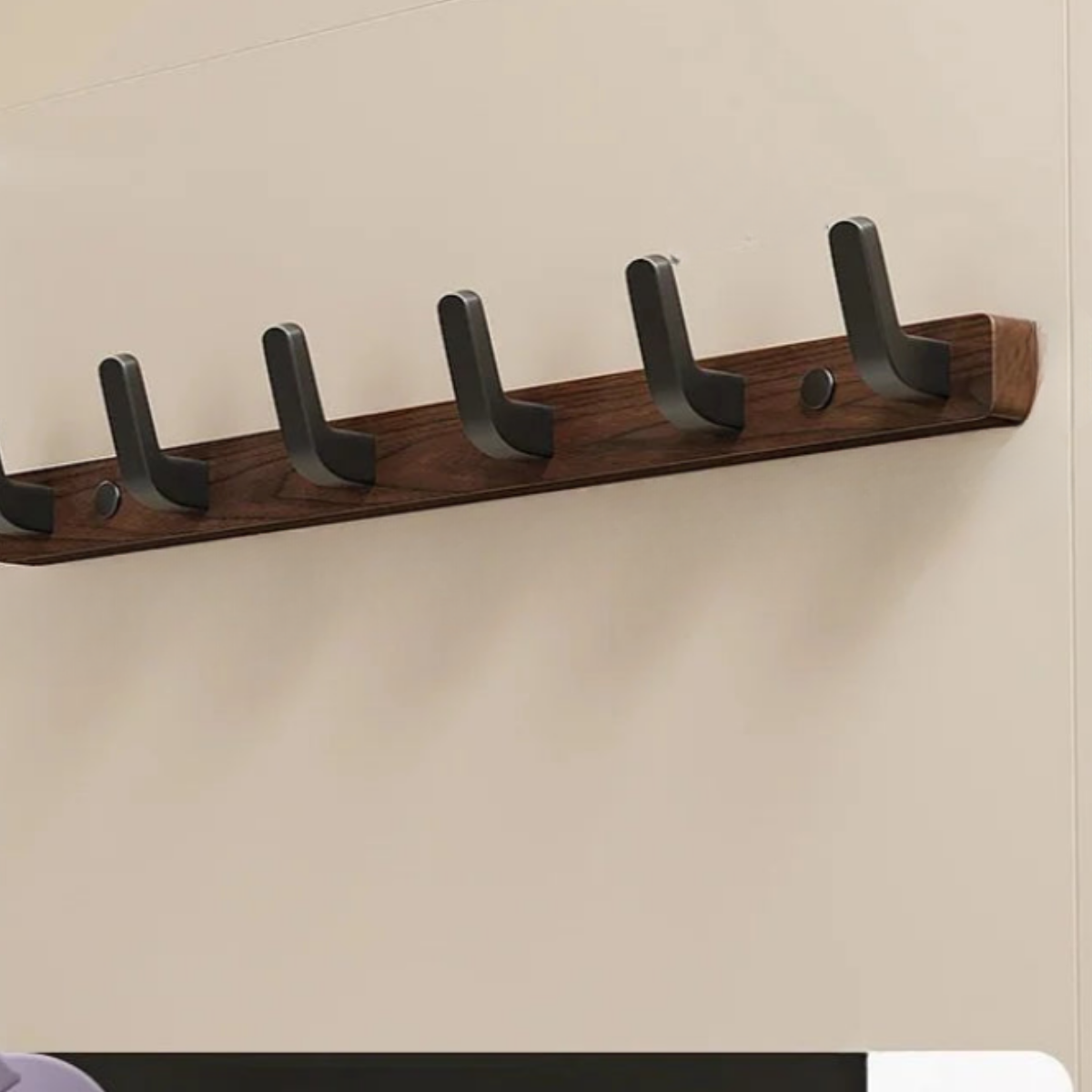 porte manteau mural en bois noir 55 cm