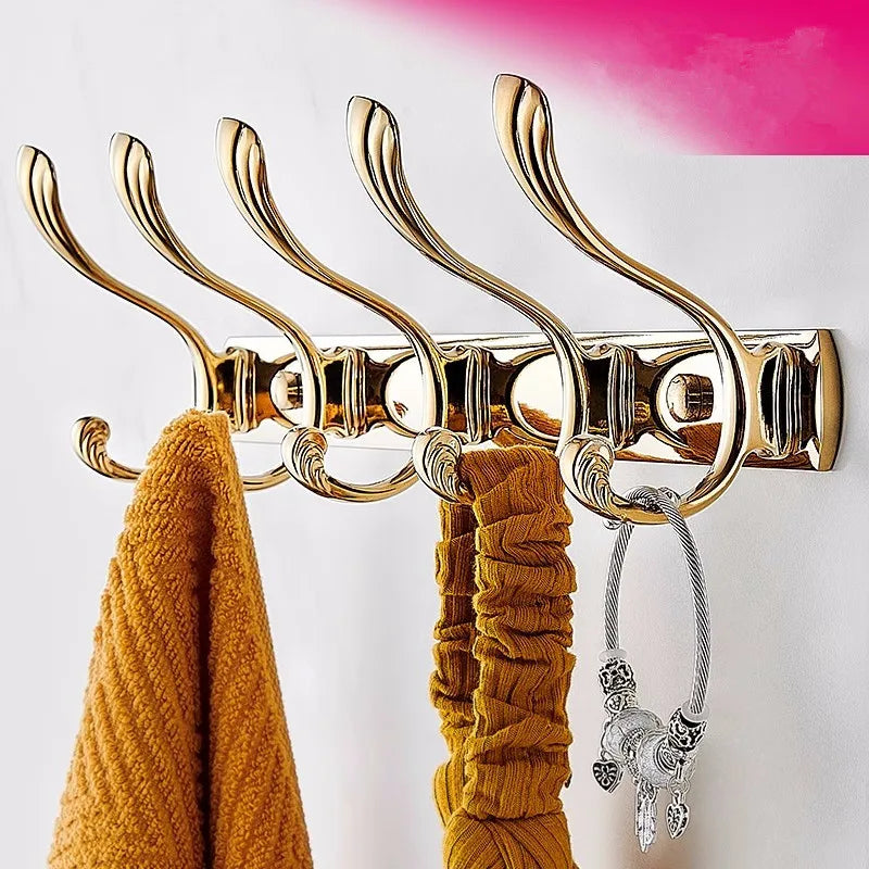 porte manteau mural laiton doré 5 crochets
