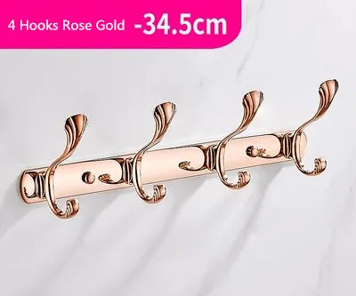porte manteau mural laiton rose poudrée 4 crochets