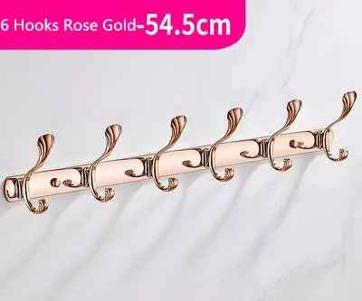porte manteau mural laiton rose poudrée 6 crochets