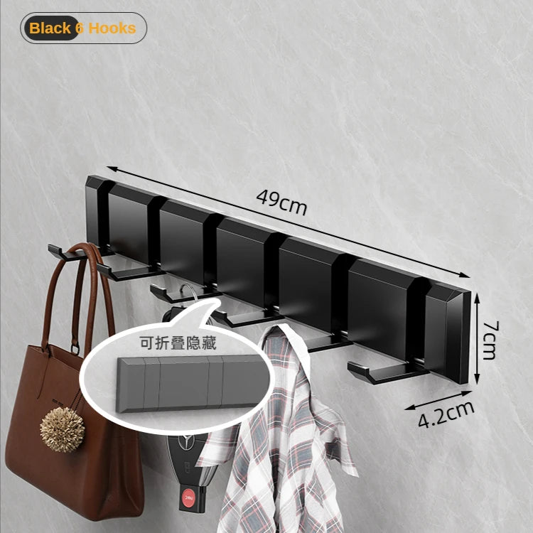 porte manteau mural pour salle de bain noir 6 crochets