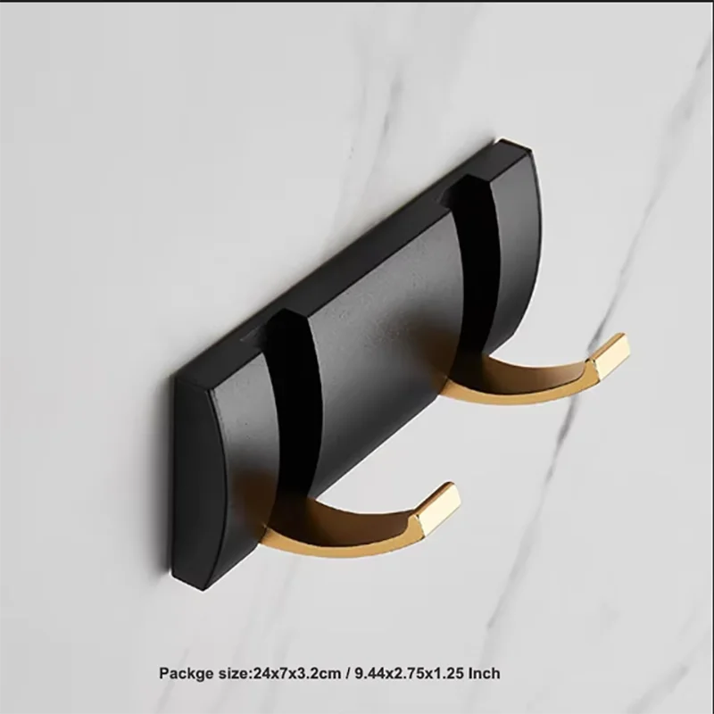 porte manteau salle de bain design noir 2 crochets