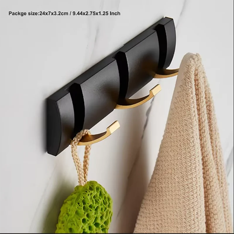 porte manteau salle de bain design noir 3 crochets