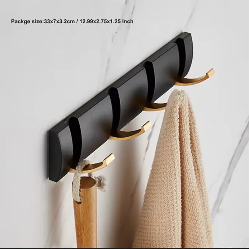 porte manteau salle de bain design noir 4 crochets