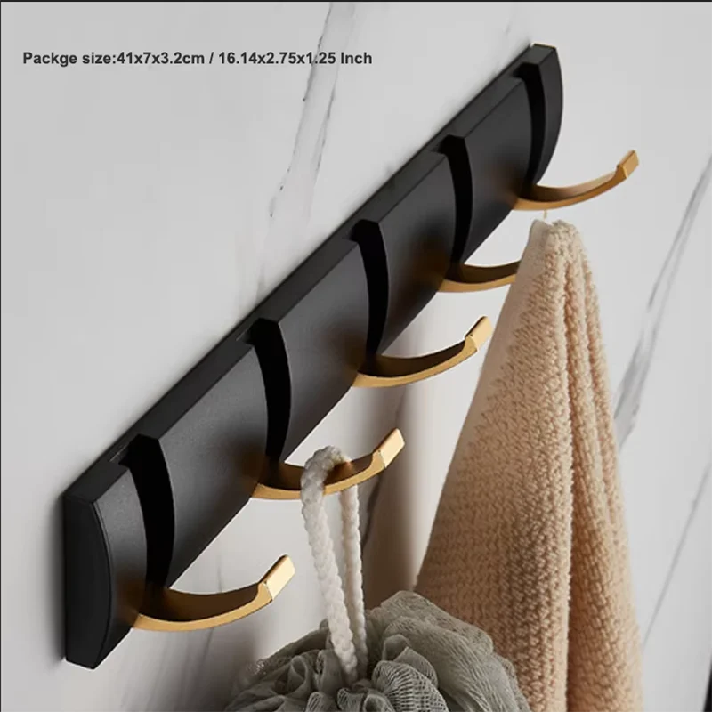 porte manteau salle de bain design noir 5 crochets
