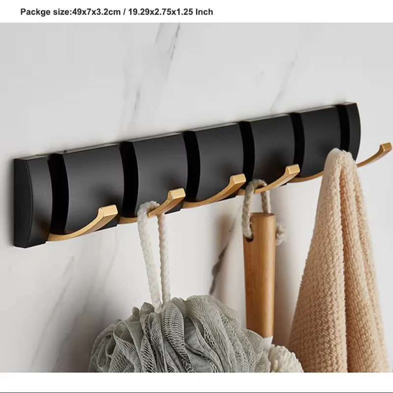 porte manteau salle de bain design noir 6 crochets
