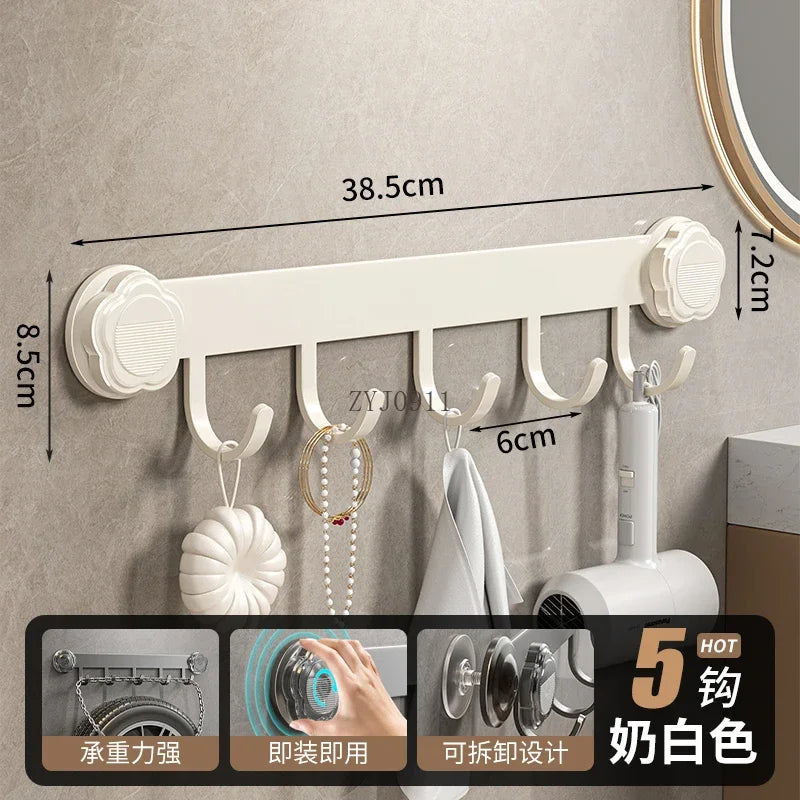 porte manteau à ventouse blanc 5 crochets