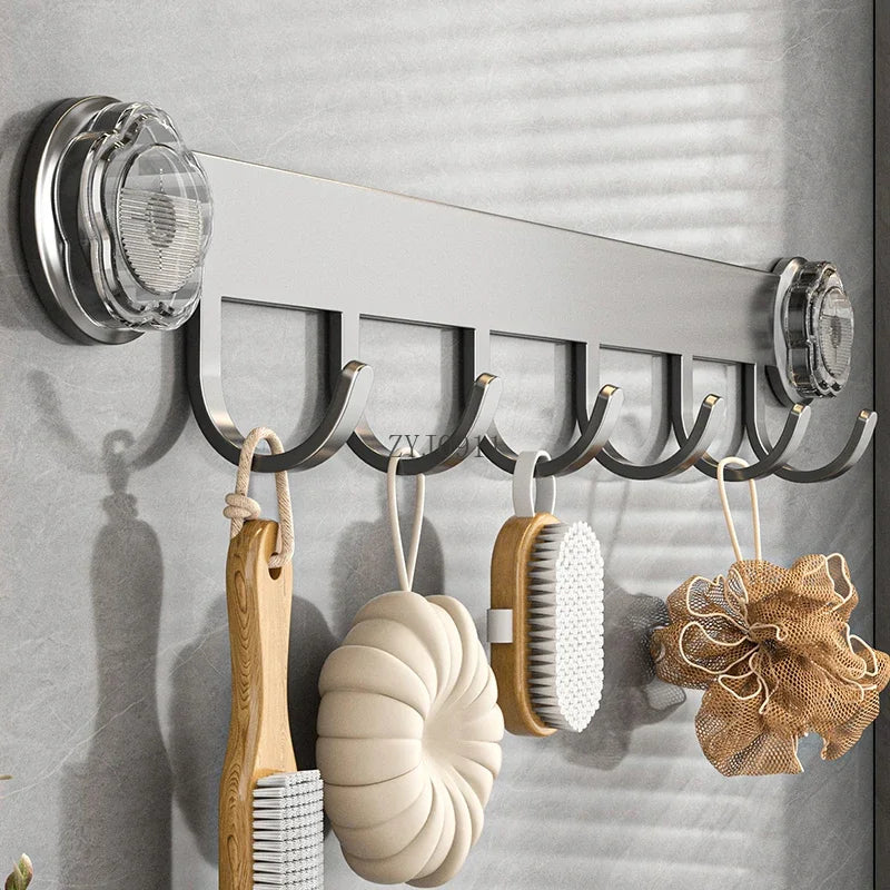 porte manteau à ventouse gris 6 crochets