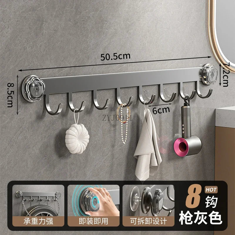 porte manteau à ventouse gris 8 crochets